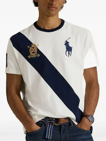 Kołnierzykowy polo Polo Ralph Lauren z frędzli w paski czerwone