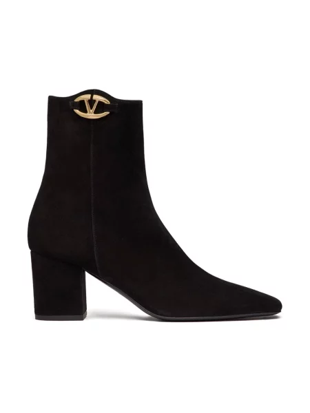 Lniane buty do kostki Valentino Garavani czarne