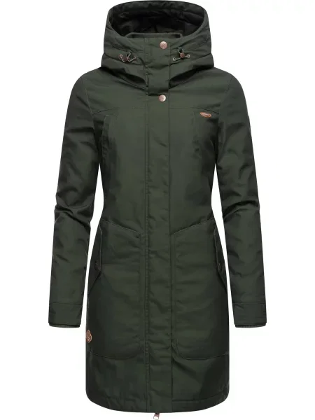 Ragwear Palton funcțională Jannisa maro / verde închis alb