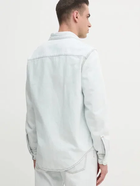 Bally cămașă din denim bărbați cu guler clasic regular albastru