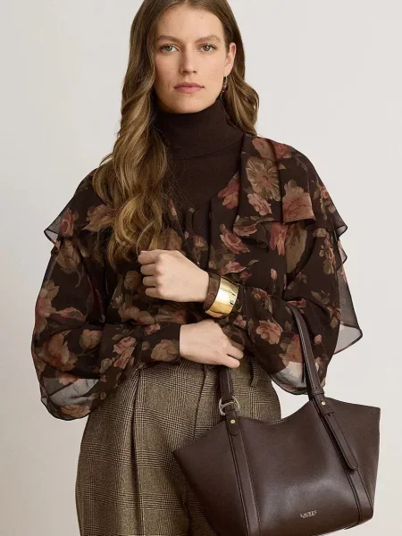 Кожаная сумка шоппер Lauren Ralph Lauren