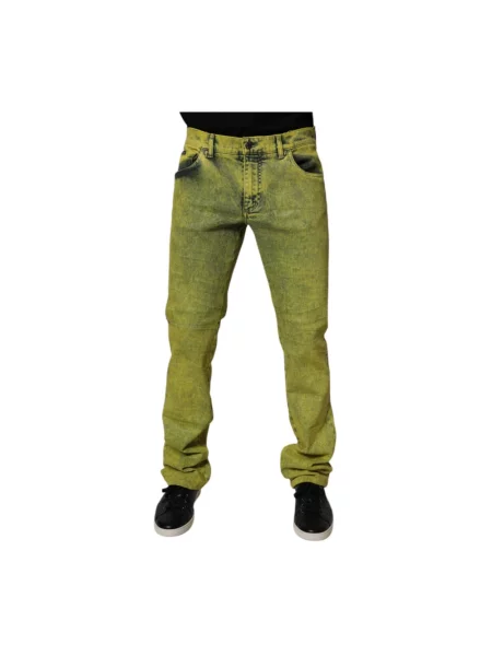 Skinny jeansy skinny Dolce And Gabbana z logo żółte