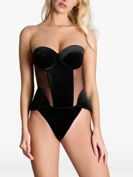 Maiou Maison Close din dantelă negru