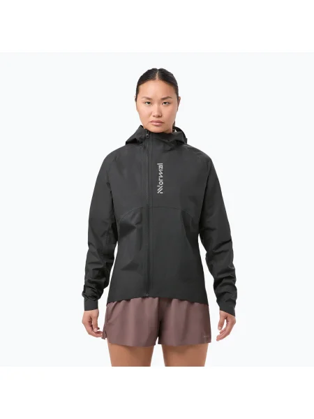 Дамско яке за бягане NNormal Trail Rain black черно
