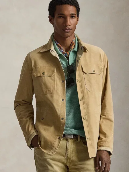 Polo Ralph Lauren geacă din piele întoarsă maro
