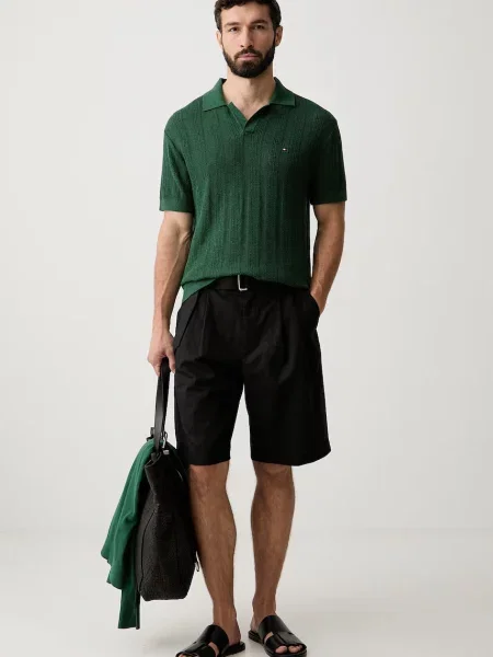 Tricou polo Tommy Hilfiger din lyocell verde