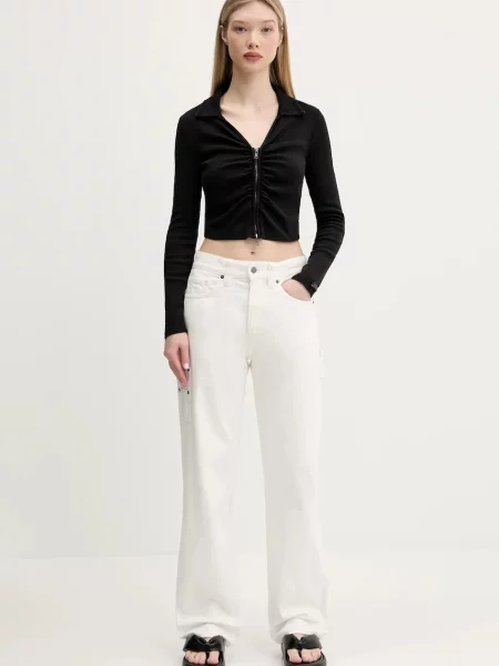 Guess Originals jeansy high waist beżowe