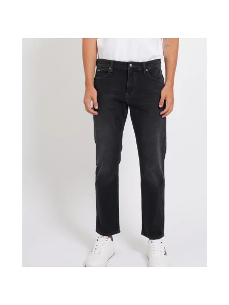 Jeansy straight leg Boss czarne