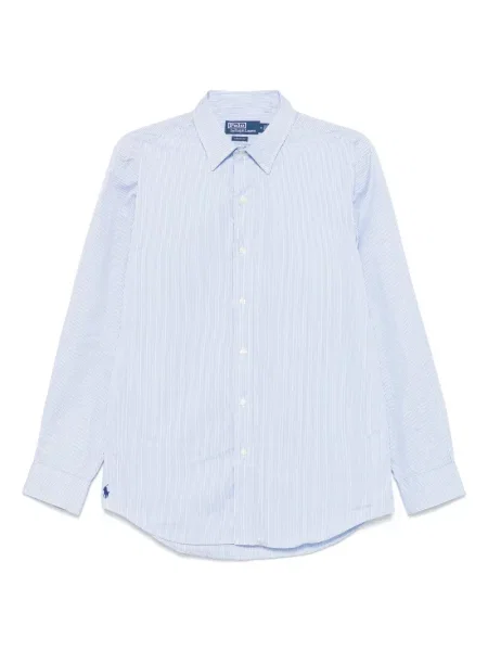 Ленена карирана риза Polo Ralph Lauren бродирана синьо