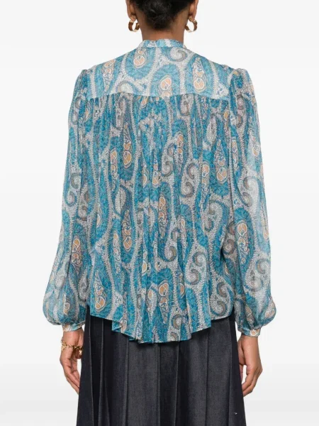 Bluză Etro de mătase cu model paisley albastru