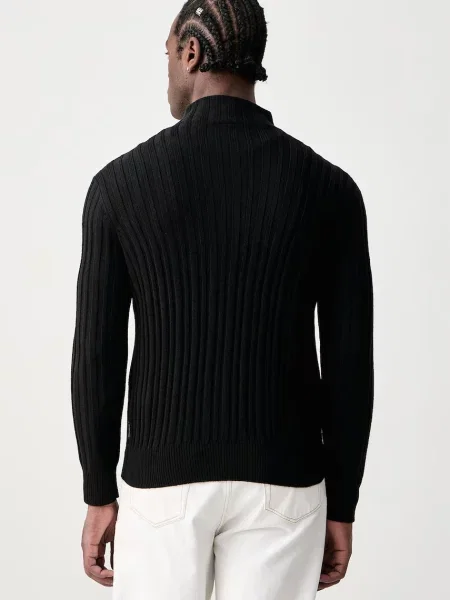 Armani Exchange sweter rozpinany z dodatkiem wełny czarny