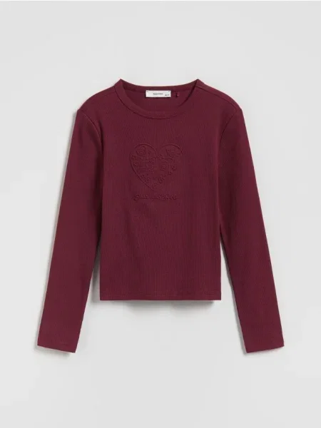 Reserved Tricou cu aplicație în relief maro