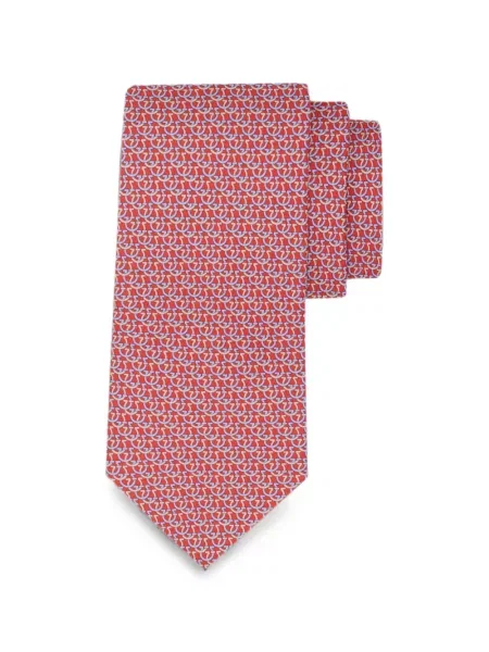 Cravată Ferragamo de mătase cu imagine roșu