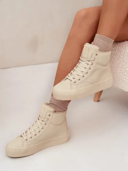 Ocieplane trampki Big Star Shoes na platformie białe
