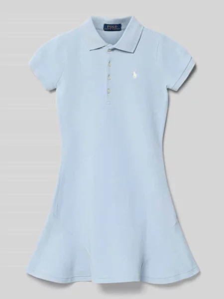 Lekko rozkloszowana sukienka polo z Mieszanka bawełny Polo Ralph Lauren Teens błękitna
