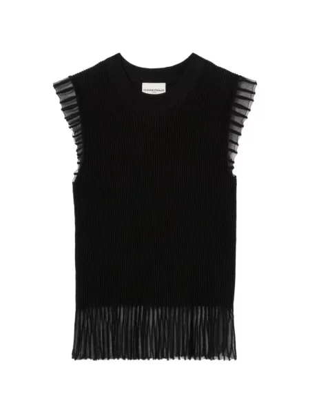 Top Claudie Pierlot tricotate cu volane negru