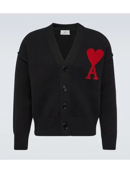 Cardigan Ami Paris de lână negru