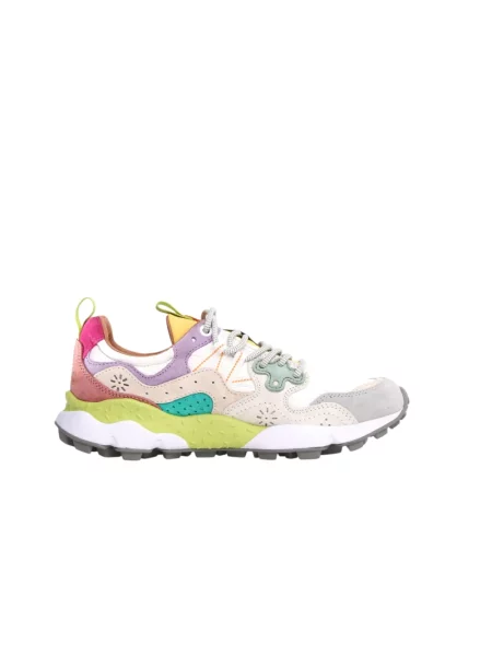 Sneakersy Flower Mountain w kwiatki zamszowe białe