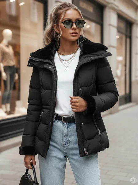 Kurtka pikowana WINTERGIRL Dstreet czarna