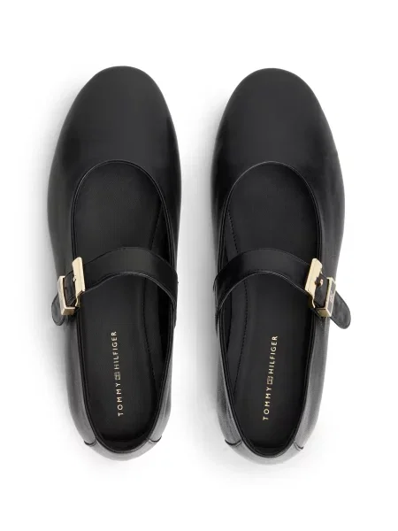 Baleríny Tommy Hilfiger Buckle Leather Ballerina čierna