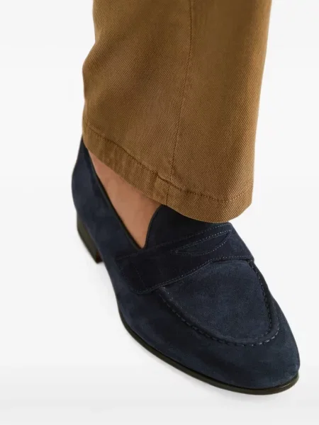 Pantofi loafer Kiton din piele de căprioară albastru