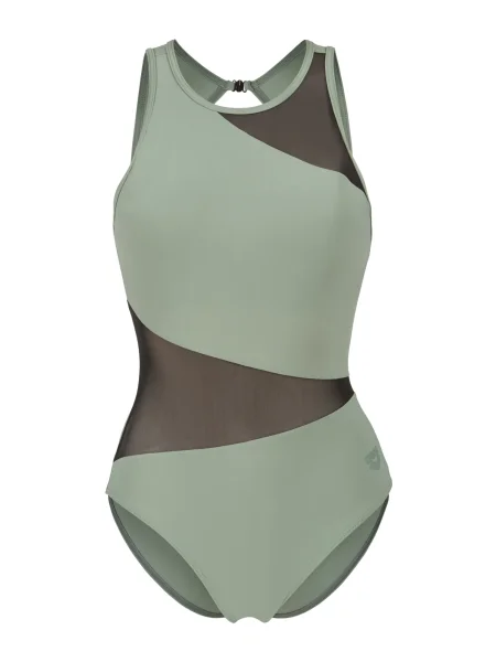 ARENA Costum de baie întreg Mesh Vent Back Angle verde pastel negru
