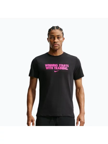 Tricou de antrenament bărbați Nike Dri-Fit Winning black/hyper pink negru