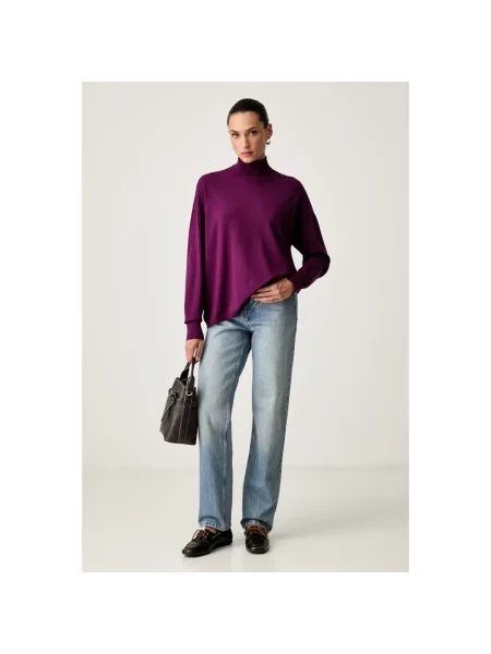 Sweter z golfem Trussardi fioletowy