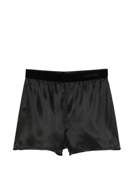 Pantaloni scurți Tom Ford de mătase cu autograf negru