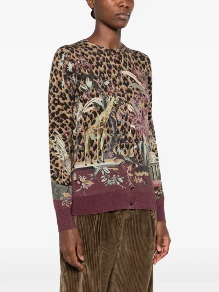 Cardigan Etro cu model floral cu imagine maro