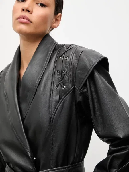 Шкіряний плащ Answear.LAB чорний