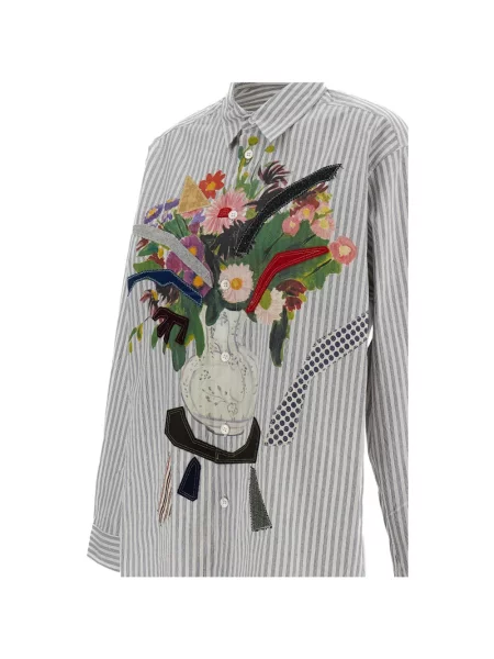 Cămașă Khoki cu model floral cu imagine alb