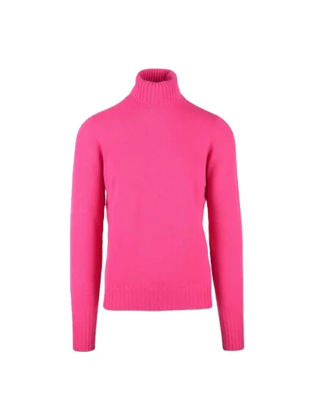 Sweter Drumohr z wysokim kołnierzem różowy
