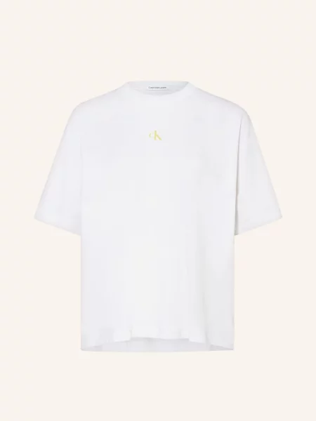 Koszulka z krótkim rękawem Calvin Klein Jeans Back Logo w kolorze biało-żółtym XS biała