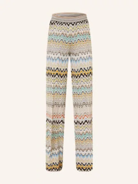 Missoni Pletené Kalhoty / žlutá / tyrkysová béžová