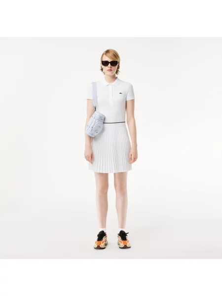 Lacoste Koszulka Polo Slim Fit Z Elastycznego Dżerseju Bawełnianego biała
