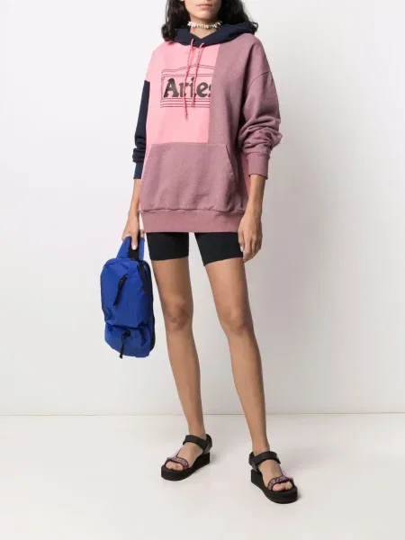 Bluza z kapturem Aries z nadrukiem różowa