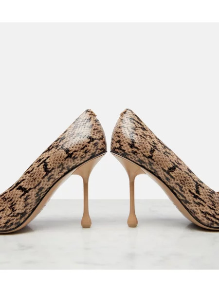 Pantofi cu toc Jimmy Choo din piele cu model piele de șarpe bej
