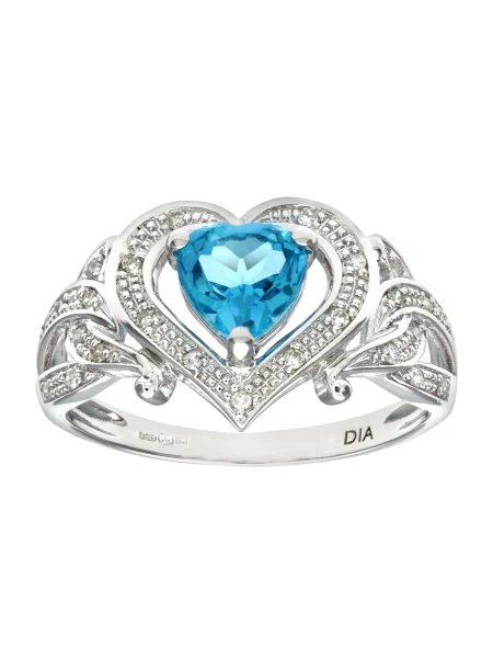 DIAMANT LETERNEL Inele Ring aus Weißgold mit Diamant mit Topas Herz-Design argintiu