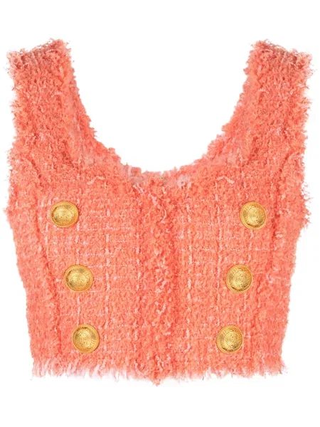 Top Balmain tweedowy o krotszym kroju pomarańczowy