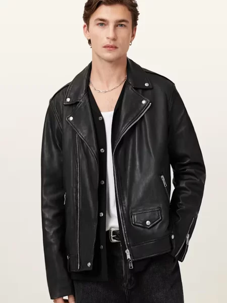 Шкіряна куртка Allsaints чорна