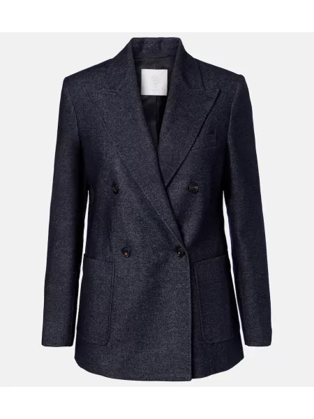 Sacou Eleventy de lână cu model herringbone albastru