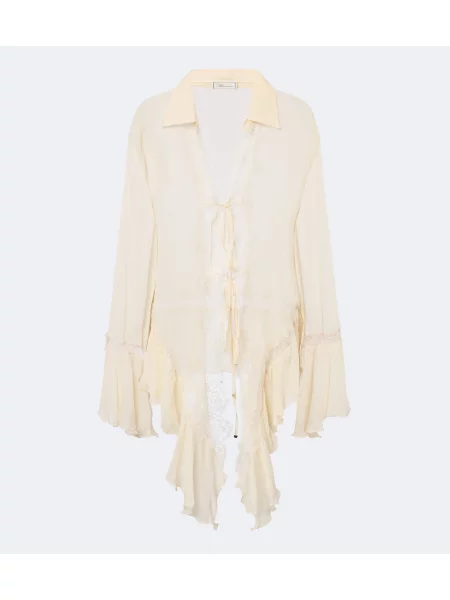 Bluză Blumarine asimetrică din dantelă roz