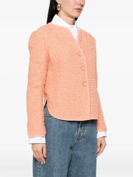 Μπουφάν Emporio Armani tweed ροζ