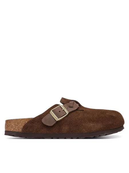 Birkenstock Mules încălțăminte Boston | piele întoarsă | narrow fit maro