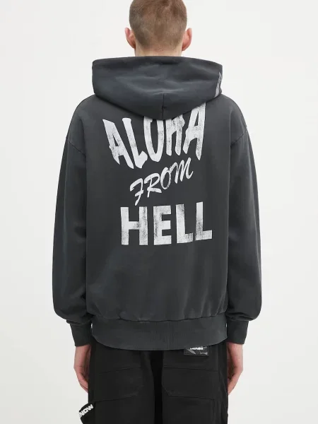 Bombažen pulover Aries Faded Aloha From Hell Hoodie črna