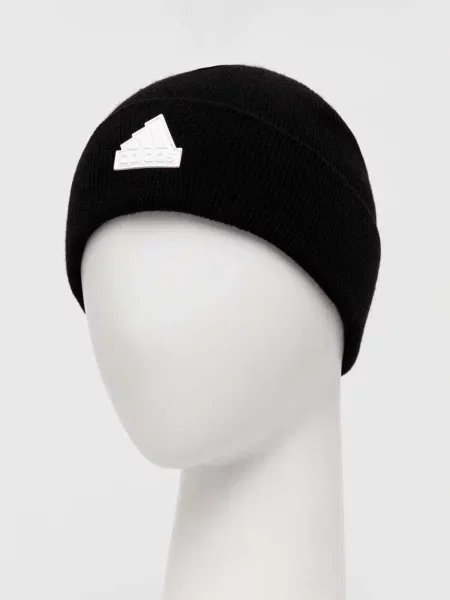 Vlnená čiapka adidas čierna