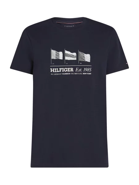 TOMMY HILFIGER Tricou bleumarin / albastru porumbel / deschis / roșu gri