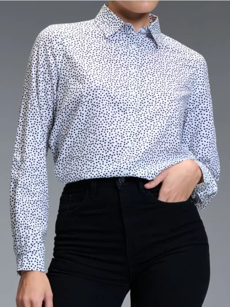 Сорочка зі змішаною тканиною з льоном білий