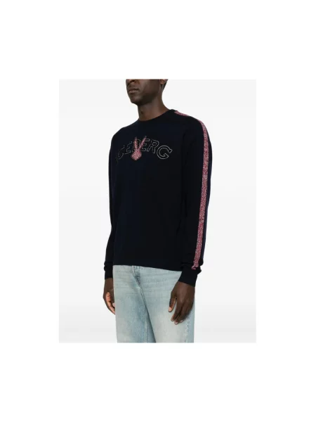 Sweter Iceberg wełniany z logo niebieski